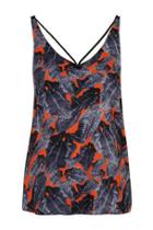 Topshop Palm Print Double Strap V-front Cami