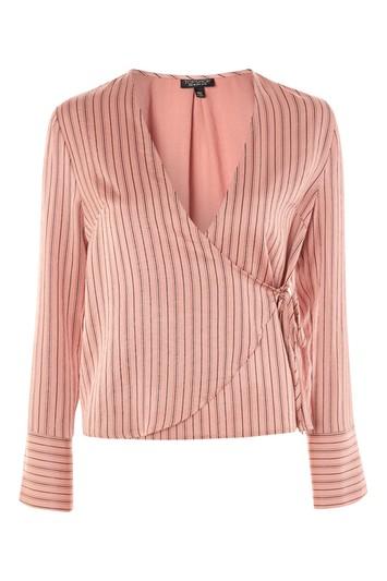 Topshop Slinky Striped Wrap Blouse