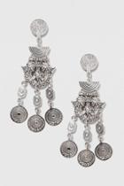 Topshop Engraved Coin Drop Earrings