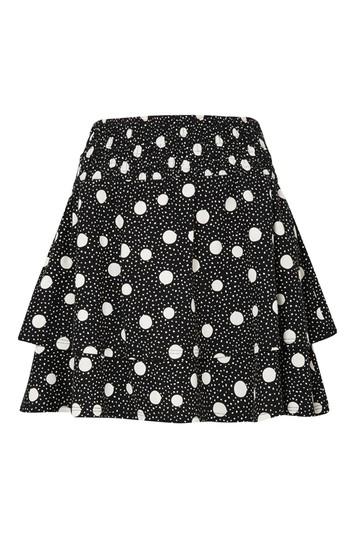 Topshop Shirred Tiered Spotted Skirt