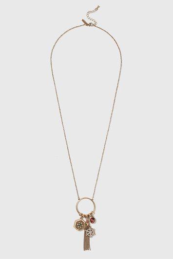 Topshop Charm Tassel Pendant Necklace