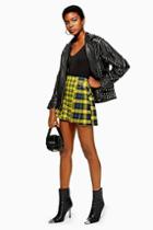 Topshop Petite Mix Check Buckle Kilt Mini Skirt