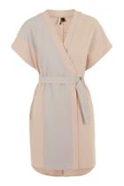 Topshop Two-tone Belted Wrap Dress
