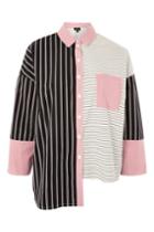 Topshop Oversized Striped Contrast Shirt