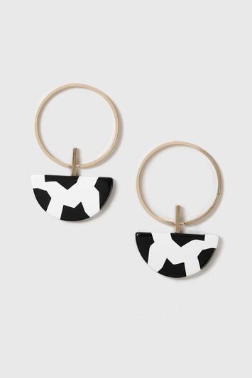 Topshop Circle Drop Cow Print Drop Earrings
