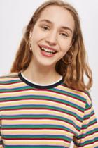 Topshop Long Sleeve Rainbow Striped T-shirt