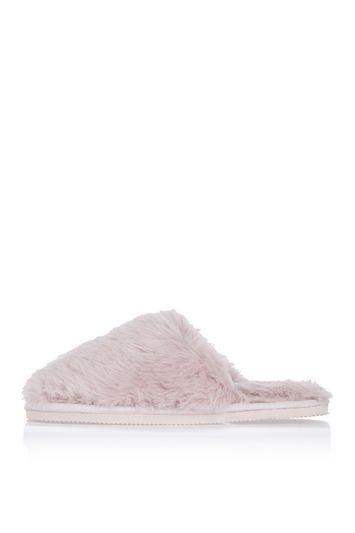 Topshop Pink Fluffy Mule Slippers