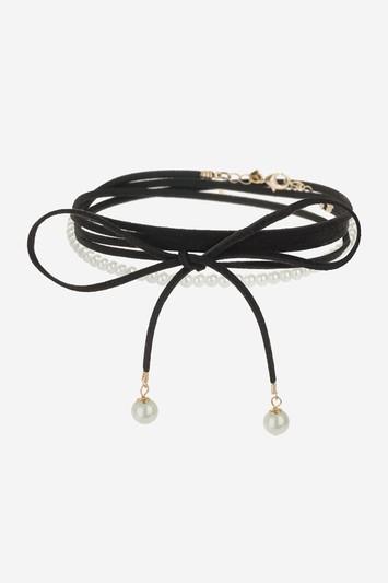 Topshop Pearl Tie Choker Necklace Multipack