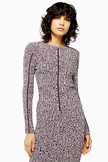 Topshop Knitted Overlocked Long Sleeve Top