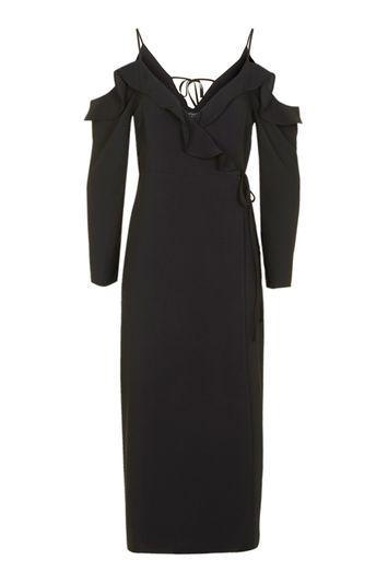 Topshop Ruffle Cold Shoulder Shift Dress
