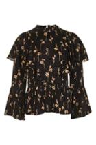 Topshop Floral Jacquard Ruffle Top