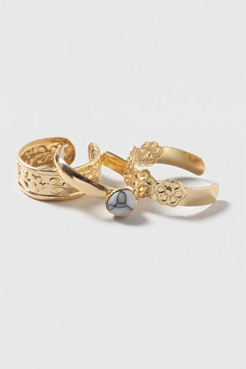 Topshop Flower And Semi Precious Toe Rings