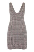 Topshop Tall Checked A-line Pinafore Dress