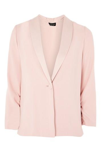 Topshop Petite Ruched Sleeve Blazer