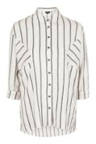 Topshop Oversized Shadow Stripe Linen Shirt