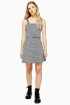 Topshop Black And White Belted Pinafore Dress