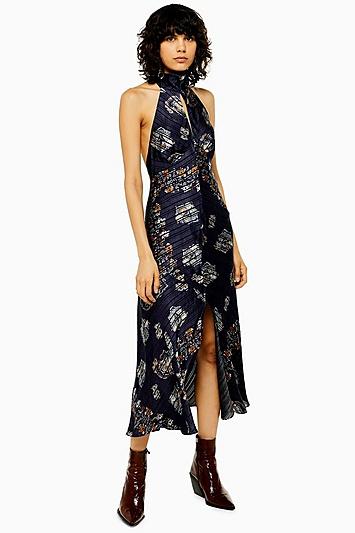 Topshop Paisley Halter Neck Dress