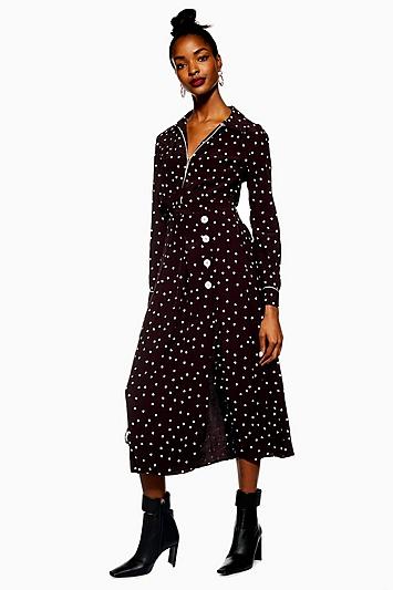 Topshop Heart Button Through Midi Dress