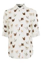 Topshop Petite Multi Cat Print Shirt