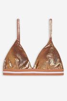 Topshop Metallic Ribbed Triangle Bikini Top