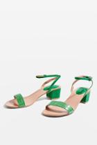 Topshop Green Darla 2 Part Block Heel Sandals