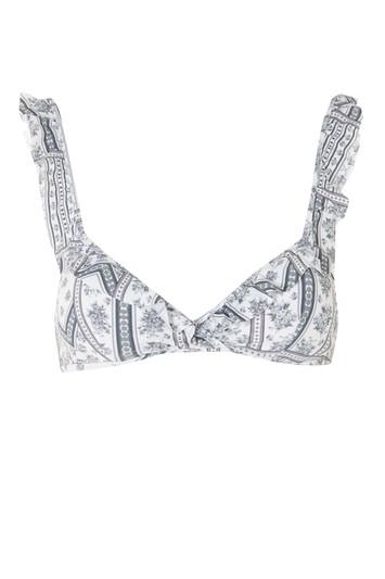 Topshop Floral Stripe Bikini Crop Top