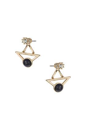 Topshop Semi Precious Triangle Front And Back Earrings