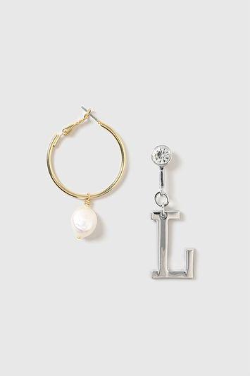 Topshop Mismatched L Initial Earring And Hoop By Unique