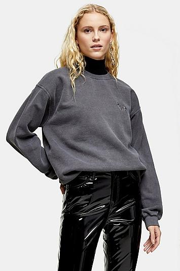 Topshop Black Zebra Emoji Sweatshirt