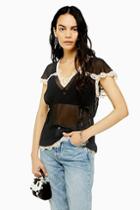 Topshop Black Delicate Lace Top