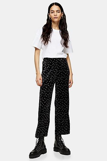 Topshop Metallic Spot Plisse Pants