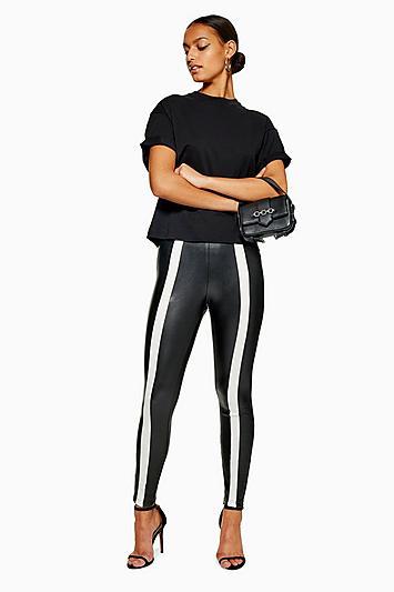 Topshop Stripe Faux Leather Trousers