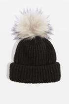 Topshop Tipped Faux Fur Pom Pom Beanie Hat