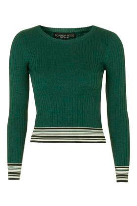 Topshop Petite Stripe Crop Jumper