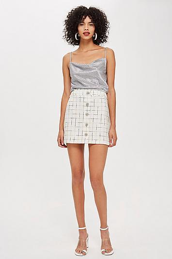 Topshop Petite Trashy Trim Boucle Skirt