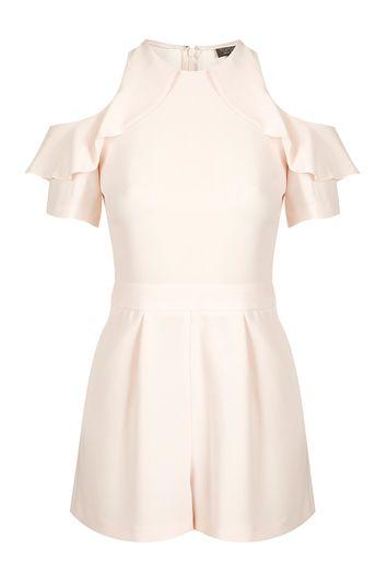 Topshop Frill Cold Shoulder Playsuit