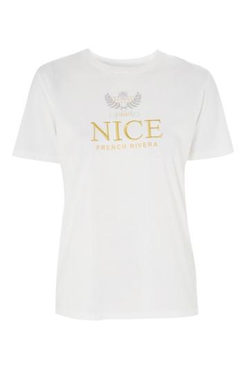 Topshop 'nice' Embroidered T-shirt By Tee & Cake
