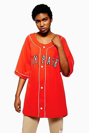 Topshop Baseball Logo Oversized T-shirt By Ivy Park