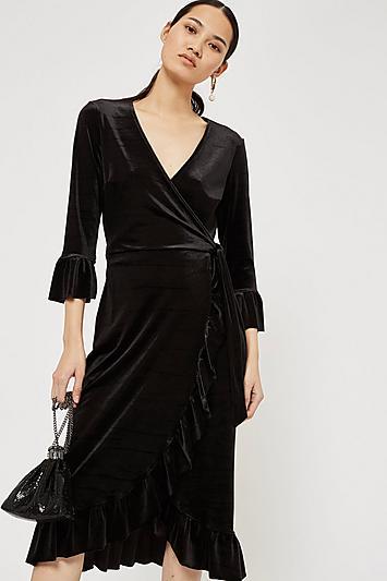 Topshop *velvet Wrap Dress By Y.a.s