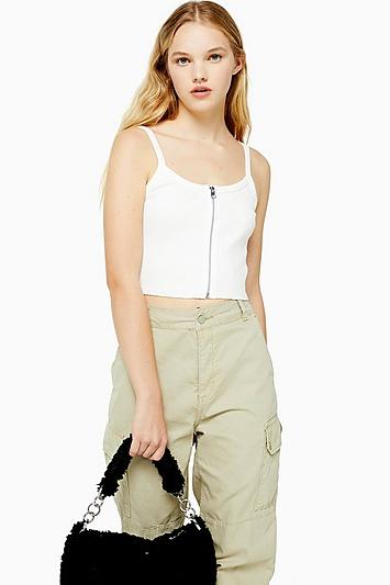 Topshop White Zip Front Vest