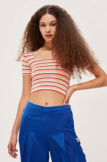 Topshop Stripe Cropped Top