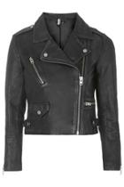 Topshop Petite Premium Leather Biker Jacket