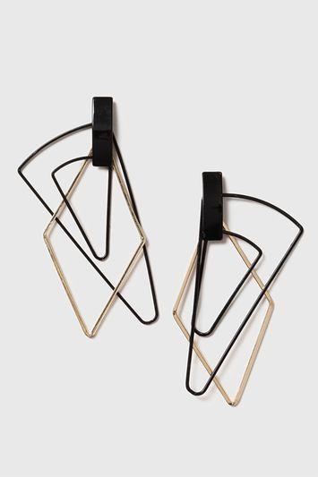 Topshop Fine Layered Shape Drop Earrings