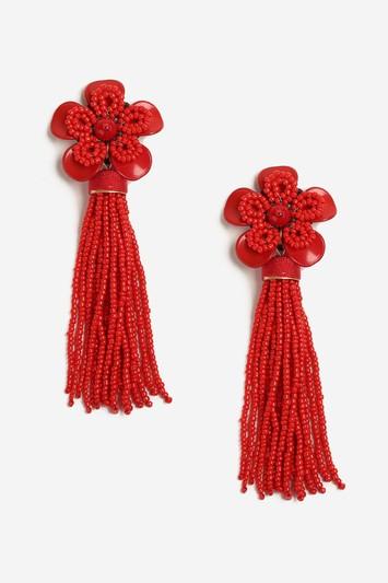 Topshop Beaded Flower Tassel Earrings