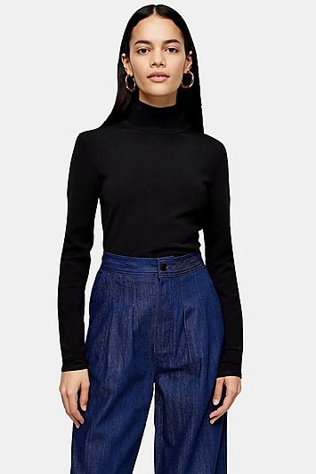 *black Cut Out Roll Neck Jumper By Topshop Boutique