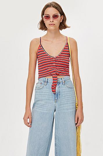 Topshop Petite Stripe Knot Popper Vest