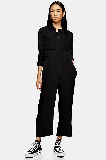 *black Utility Jumpsuit By Topshop Boutique