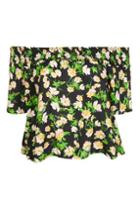 Topshop Apple Blossom Smock Bardot Top