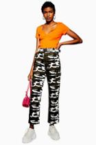 Topshop Camouflage Straight Leg Trousers