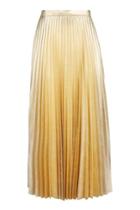 Topshop Tall Gold Metallic Pleat Midi Skirt
